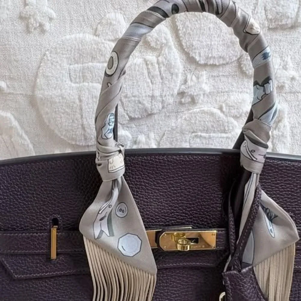 Fringe Handbag Wrap in Color: Taupe